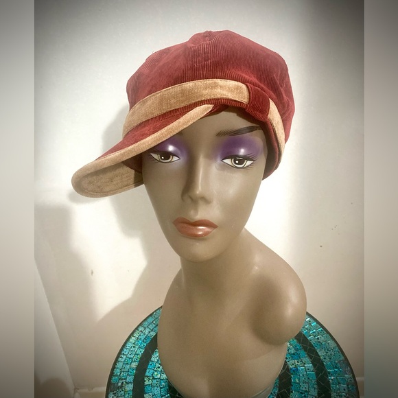 Liz Claiborne Accessories - Vintage Liz Claiborne Corduroy Pageboy Hat - Rare Colour Combo